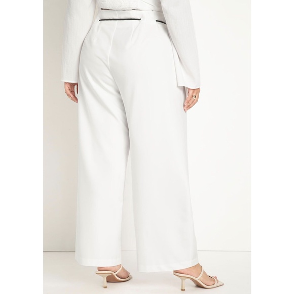 NEW Eloquii Tie Detail Wide Leg Pants in Snow White Sz. 18 - Picture 5 of 5